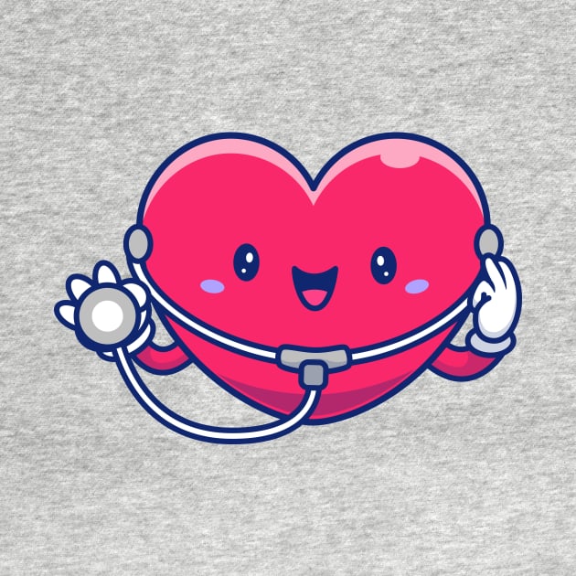 Cute Heart With Stethoscope Cartoon by Catalyst Labs